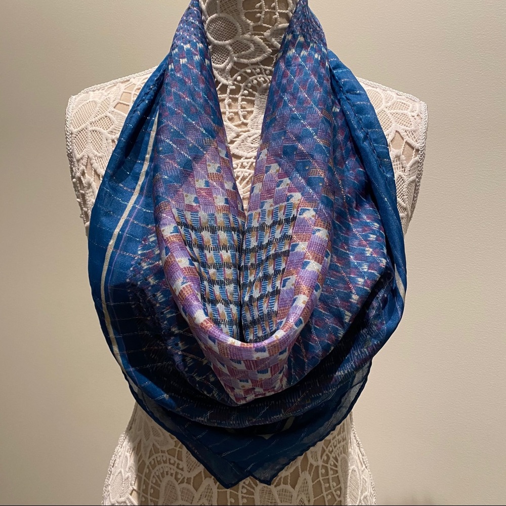 EUC Metallic Vintage ‘60s ‘70s Style Sheer Scarf - Picture 2 of 8